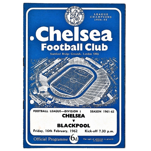 118 - Chelsea v Blackpool 1962 February 16th League team change in pen hole punched left