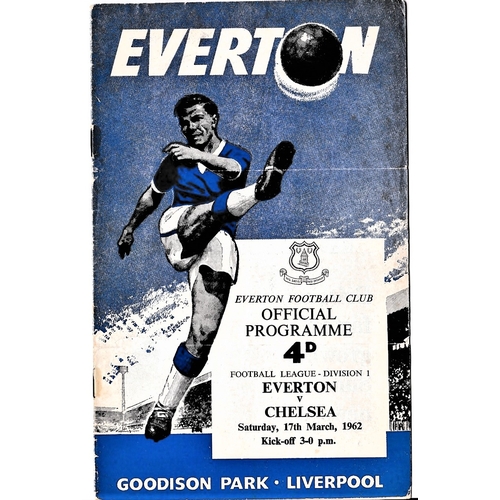 123 - Everton v Chelsea 1962 March 17th League horizontal creases score in pen toned Sellotape on back