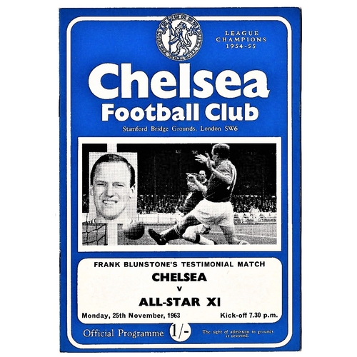 207 - Chelsea v All-Star XI 1963 November 25th Frank Blunstone's Testimonial Match vertical crease team ch... 