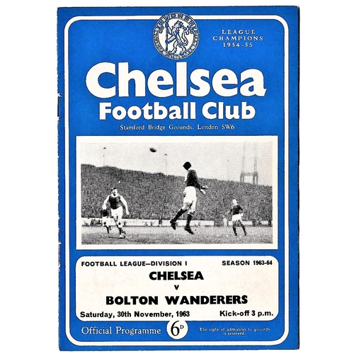 208 - Chelsea v Bolton Wanderers 1963 November 30th League team change in pen half-time scoreboard in pen