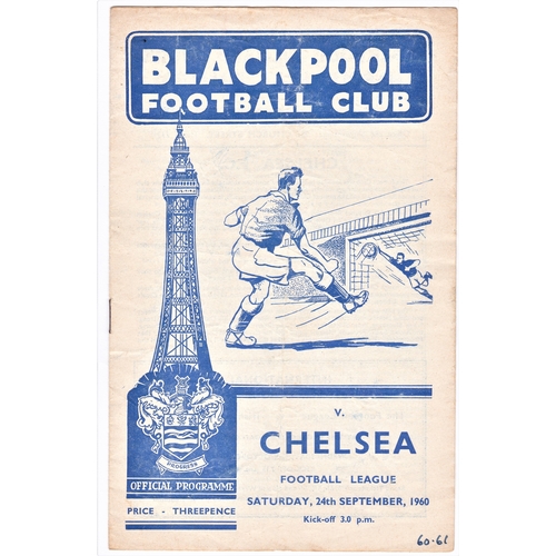 27 - Blackpool v Chelsea 1960 September 24th League horizontal & vertical creases 60.61 in pen front cove... 