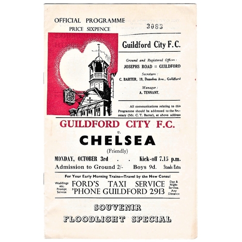 29 - Guildford City v Chelsea 1960 October 3rd Friendly Souvenir Floodlight Special