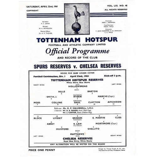 74 - Tottenham Hotspur v Chelsea 1961 April 22nd League horizontal crease