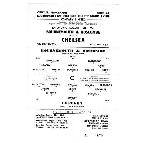 79 - Bournemouth & Boscombe v Chelsea 1961 August 12th Charity Match horizontal & vertical creases