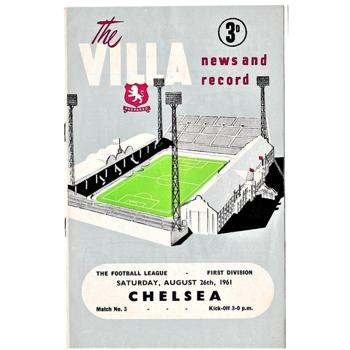 83 - Aston Villa v Chelsea 1961August 26th League vertical crease scoreboard in pencil