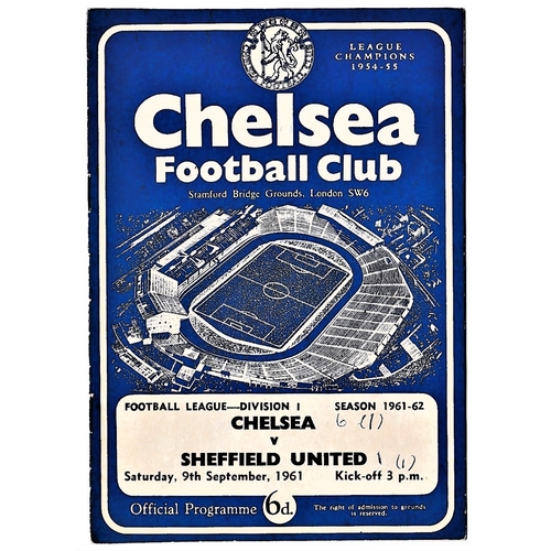 87 - Chelsea v Sheffield United 1961 September 9th League Scores & team change in pen halftime scoreboard... 