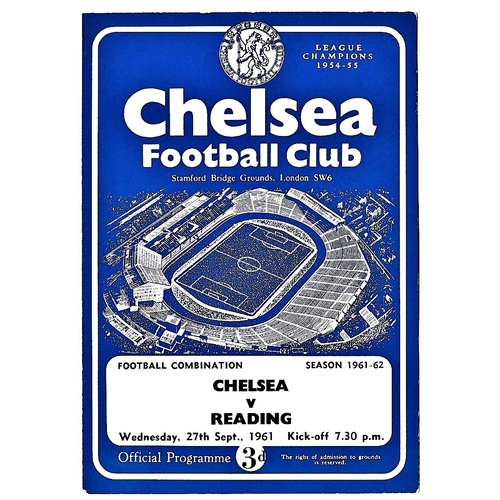 92 - Chelsea v Reading 1961 September 27th Football Combination score in pen lots of autographs