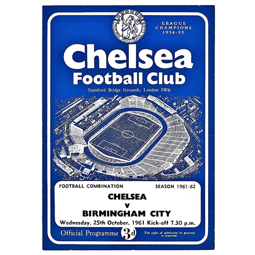 97 - Chelsea v Birmingham City 1961 October 25th Football Combination vertical crease team change & score... 