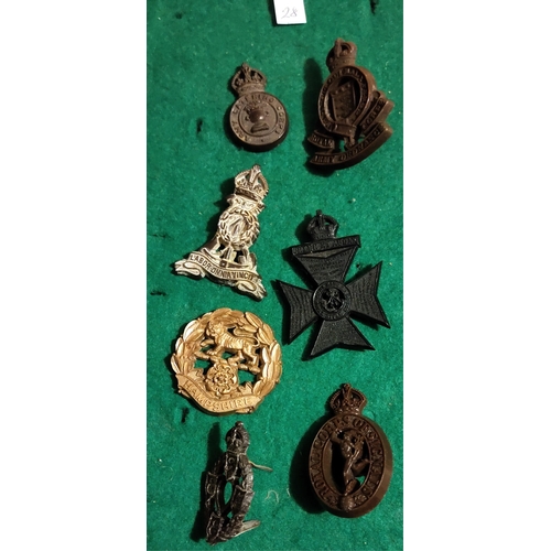 303 - British WWII (Economy Plastic) Cap Badges (7) including: Army Catering Corps, Royal Army Ordnance Co... 