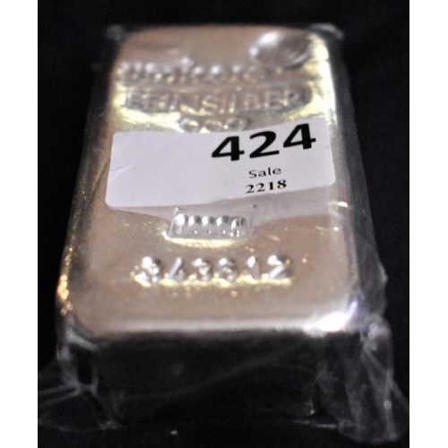 424 - One Kilo Hallmarked Silver Bar (1000 grams) with certificate