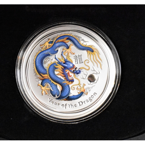 429 - Australia 2012 Silver Dollar (Blue and Yellow Dragon) Boxed with Certificate