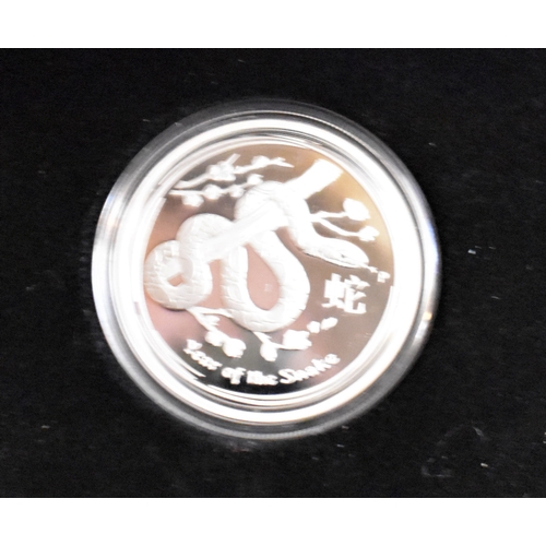 432 - Australia 2013 Silver Proof Dollar, Year of the Snake, boxed with certificate