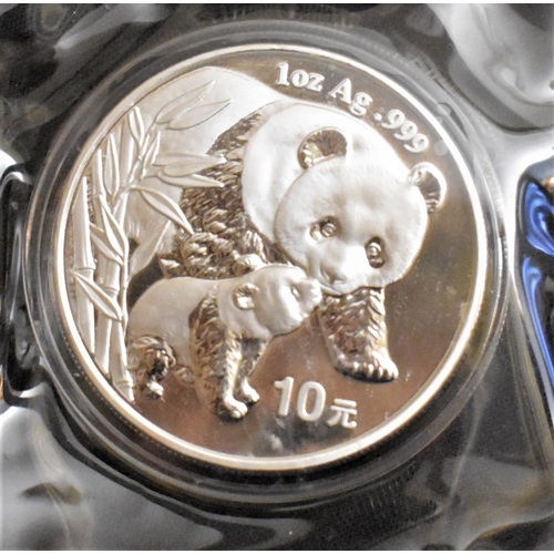 456 - China 2004 10 Yuan Silver Proof, Panda nuzzling her Cub, KM 1528 sealed