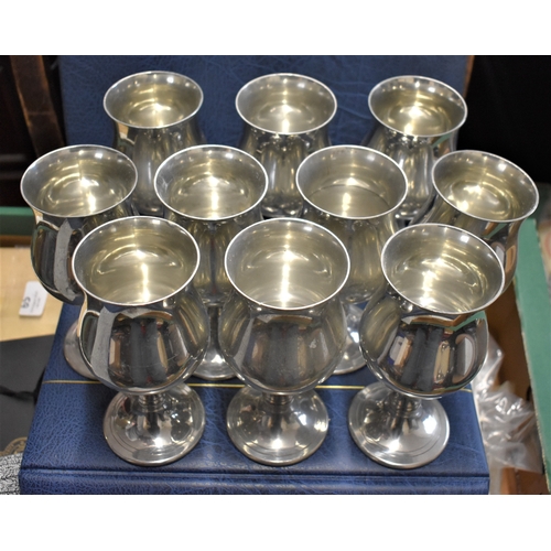 26 - Pewter Chalice Goblets, Sheffield English Pewter made by Wentworth. A set of ten in excellent condit... 