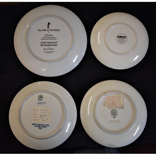 76 - Selection of Porcelain plates showing golfing locations and themes. Made by the Royal Copenhagen, St... 