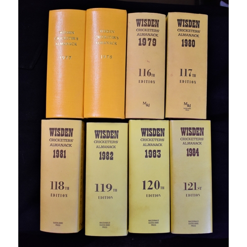 80 - Wisden Cricketers Almanacs (8 volumes) 1977-1984; 144-121st editions