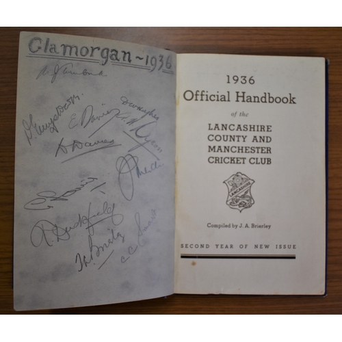 133 - Lancashire County and Manchester Cricket Club Official Handbook 1936 with signatures in pencil of th... 