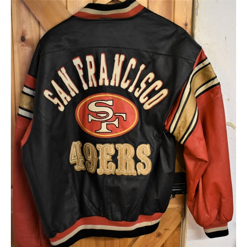 170 - American San Francisco 49er's American Football Leather Varsity Bomber Jacket, Classic Team Collecti... 