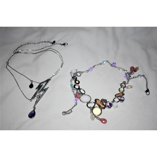 164 - SWAROVSKI lightning bolt necklace and different colours gem choker with box