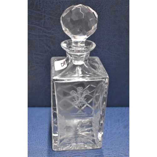 25 - Wedding Of Prince Of Wales & Lady Diana 1981 Crystal Spirit Decanter, 'To Commemorate The Marriage o... 