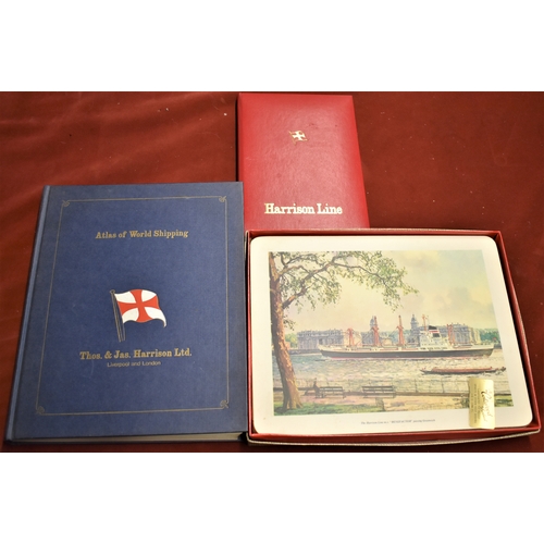 303 - Harrison Line - assorted publications with Atlas of World Shipping (Thos. & Jas. Harrison Ltd), extr... 