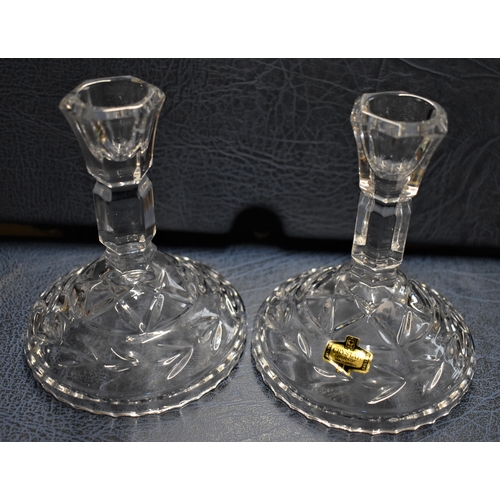 409 - Zajecar Yugoslavian  Lead Crystal Candle sticks/holder Pair, 24% Lead Kristal. Beautiful items