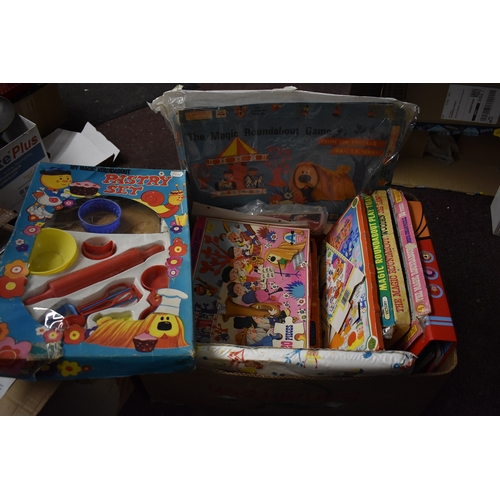 416 - Magic Roundabout Collection of Children's Toys and games, various Puzzles, Pastry Set etc. Bring bac... 