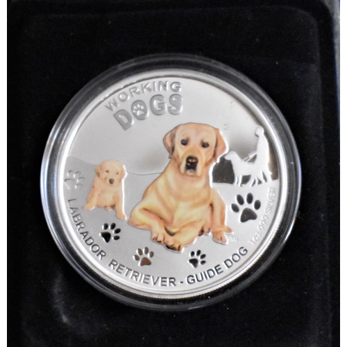 426 - Tuvalu 2010 Silver Proof, 1oz, Dollar Working Dogs, Boxed with certificate