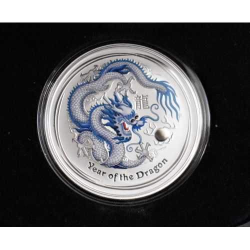 430 - Australia 2012 Silver Dollar, Year of the Dragon (White Dragon), boxed with certificate