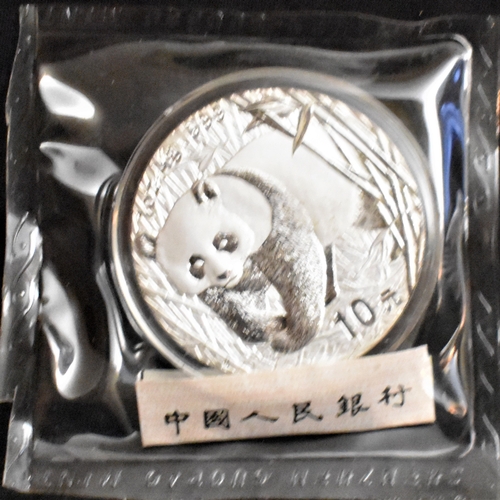 453 - China 2002 10 Yuan Silver Panda, KM A1365, Proof and Sealed