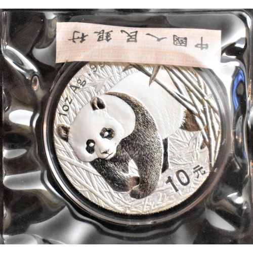 455 - China 2002 20 Yuan Silver Panda KM A1365, Proof and sealed