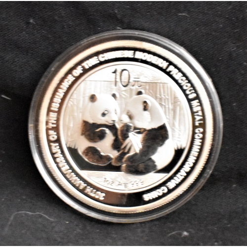 459 - China 2009 10 Yuan, Silver Proof, Two Pandas seated