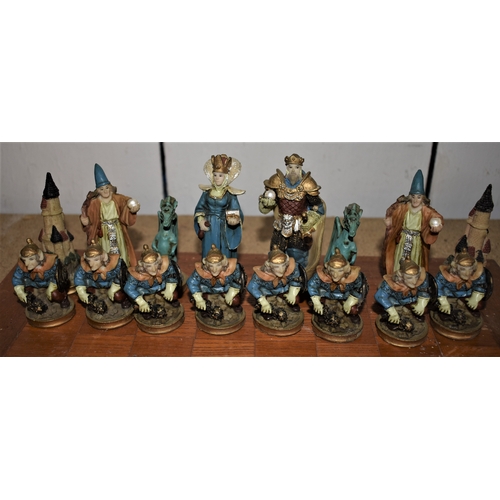 46 - Fantasy Chess Set, complete in a box. Has been used with minor defects, made from plaster it had Fan... 