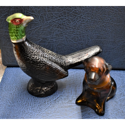 47 - Avon Vintage Glass Aftershave Bottles in the designs of a Pheasant and a Newfoundland Dog. Unusual