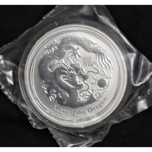 484 - Australia 2012 Silver Dollar, Year of the Dragon, capsuled