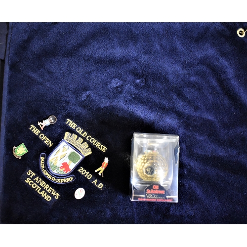 82 - A selection of vintage St. Andrews Scotland golfing collectables including: Exclusive towel and whis... 