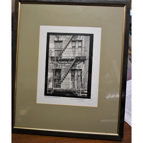 98 - Photo-in boxed stamp-Original Tony Campobello 1995-Manhatten New York, gold frame of dark wood 15 x ... 