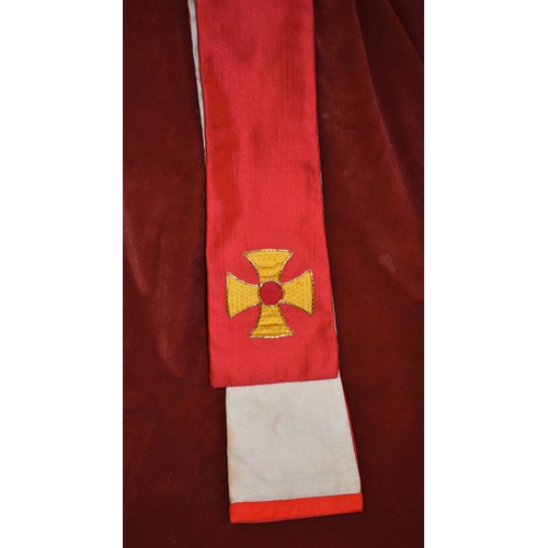 21 - Lot of religious sashes/stoles in different colours and embroidered crosses on end. Colours include ... 