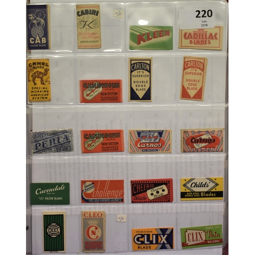 220 - Vintage Safety Razor Blade Collection dating 1930's onward, including: CAB, Kleen, Camel Blades, Car... 