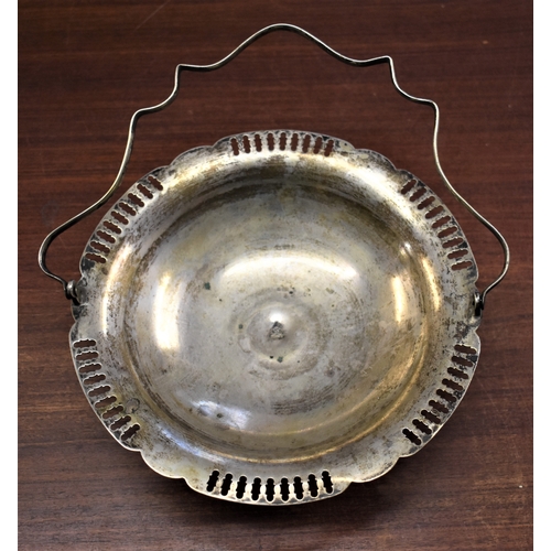 277 - Vintage Arabic Silver-plate Fruit/Cake Bowl, nice design with handle and Arabic stamp in the centre.