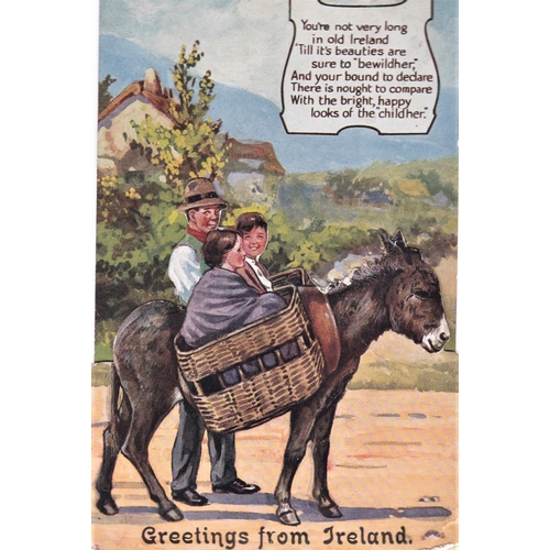 359 - Curragh Camp 1914 'S' Ring datestamp on Postcard (Greetings from Ireland Novelty Card)