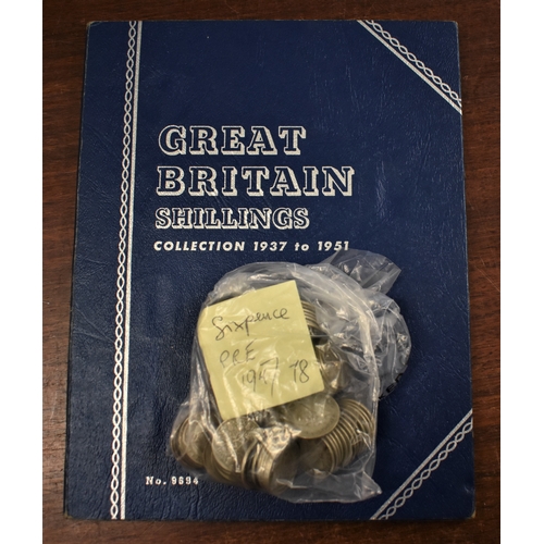 518 - Great Britain Shillings 1937-1948 Whitman Folder, all fine or better, Sixpence pre 1947 (75+)