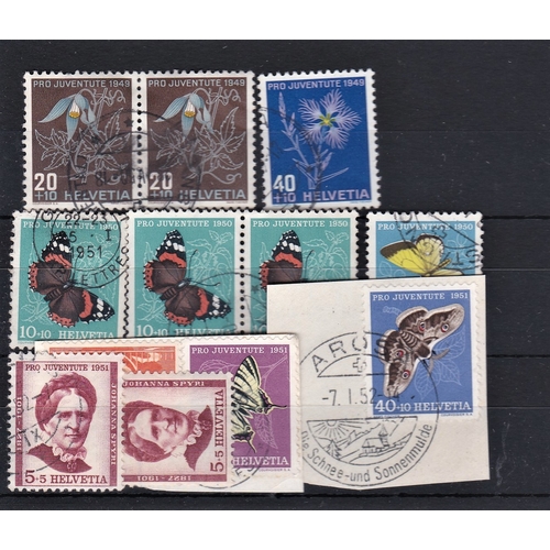 215 - Switzerland 1949 Children's Fund SG J130 pair, J131 fine used, 1950 Children's Fund SG J133 Fine use... 