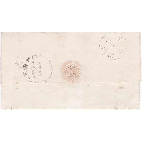 339 - Great Britain 1841 Penny red-brown 'QC' on wrapper to Hungerford with Number '5' in Maltese Cross