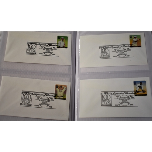 302 - USA 2000 Legends of Baseball FDC's (20) and range of Stationery envelopes mint in an album