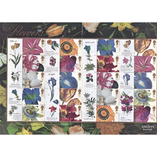 562 - Great Britain 2003 'Flower Paintings' P.O, Smilers Sheet, SG LS11, u/m mint