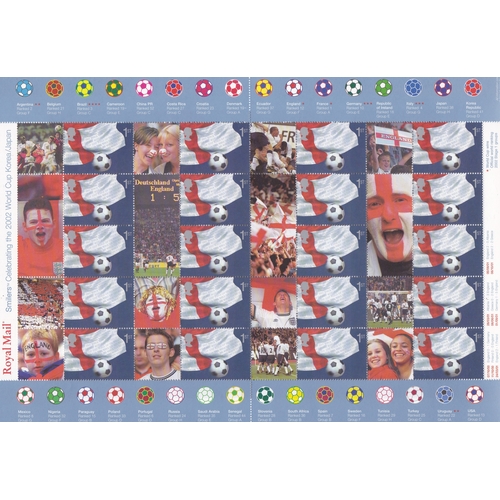 559 - Great Britain 2002 Football World Cup P.O. Smiler Sheet, SG L58 u/m mint