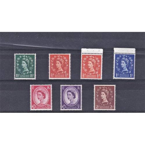 498 - Great Britain 1958-65 Crowns wmk inverted 1/2 to 3d, m/m including small 2d SG J73wi