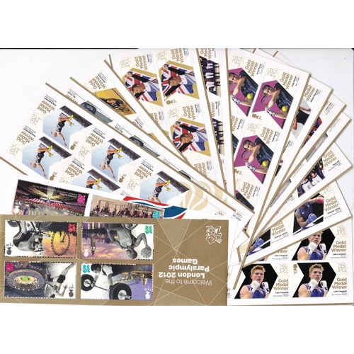 511 - Great Britain 2012 Gold Medal Winners, 11 sheelets of six, also welcome to the London 2012 Paralympi... 