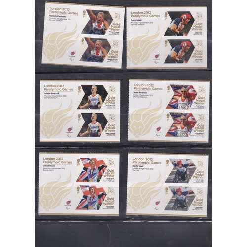 535 - Great Britain 2012 Paralympics Gold Medal Winners set of 34 mint sheetlets u/m mint